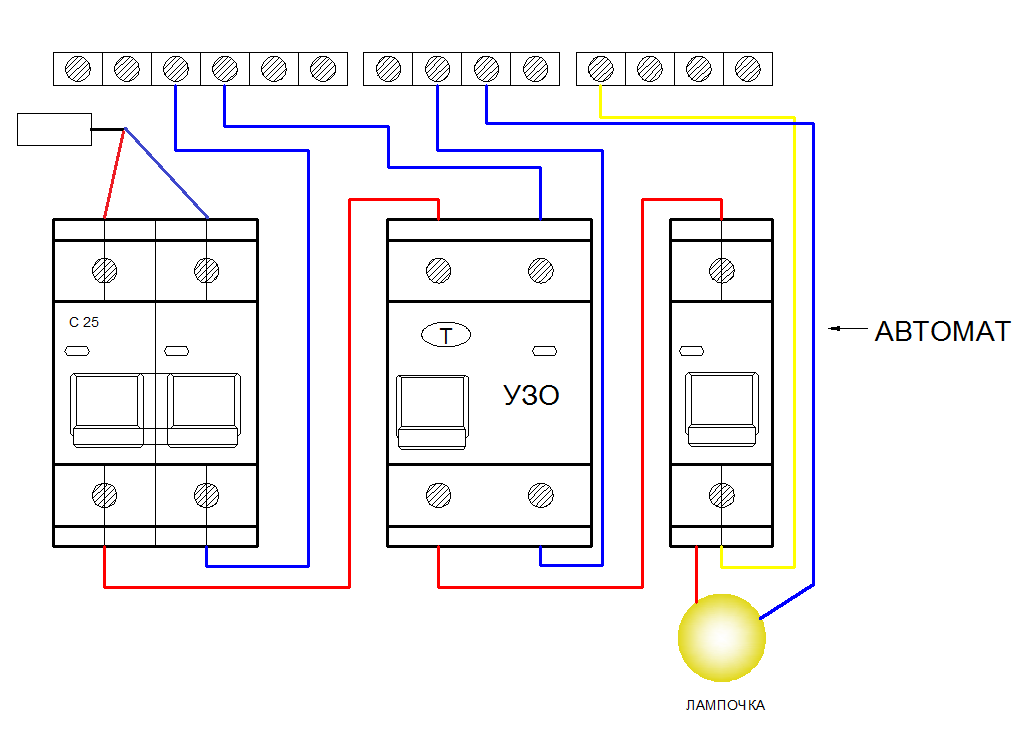 Схема подключения автоматов и узо в однофазной и трехфазной сети с заземлением в частном доме и квартире