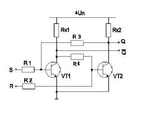 Схема статического триггера на транзисторах