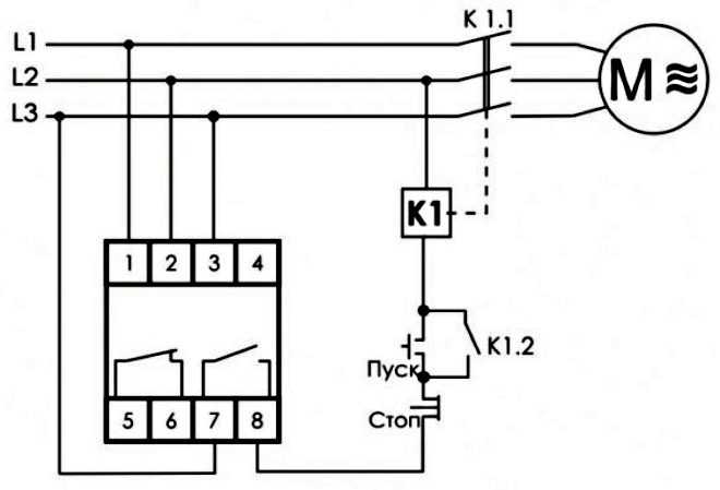 Схема подключения реле контроля фаз