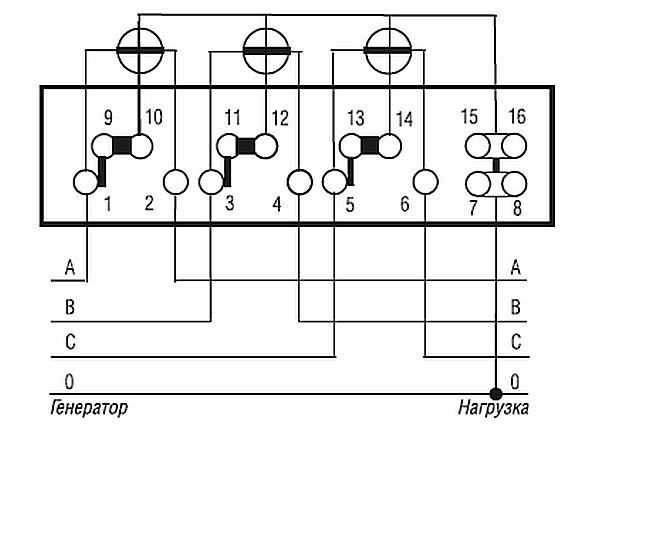 Схема подключения трехфазного счетчика через трансформаторы тока