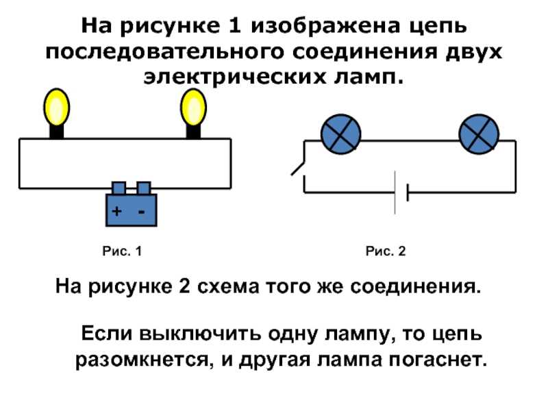 Начертите схему последовательного соединения трех лампочек