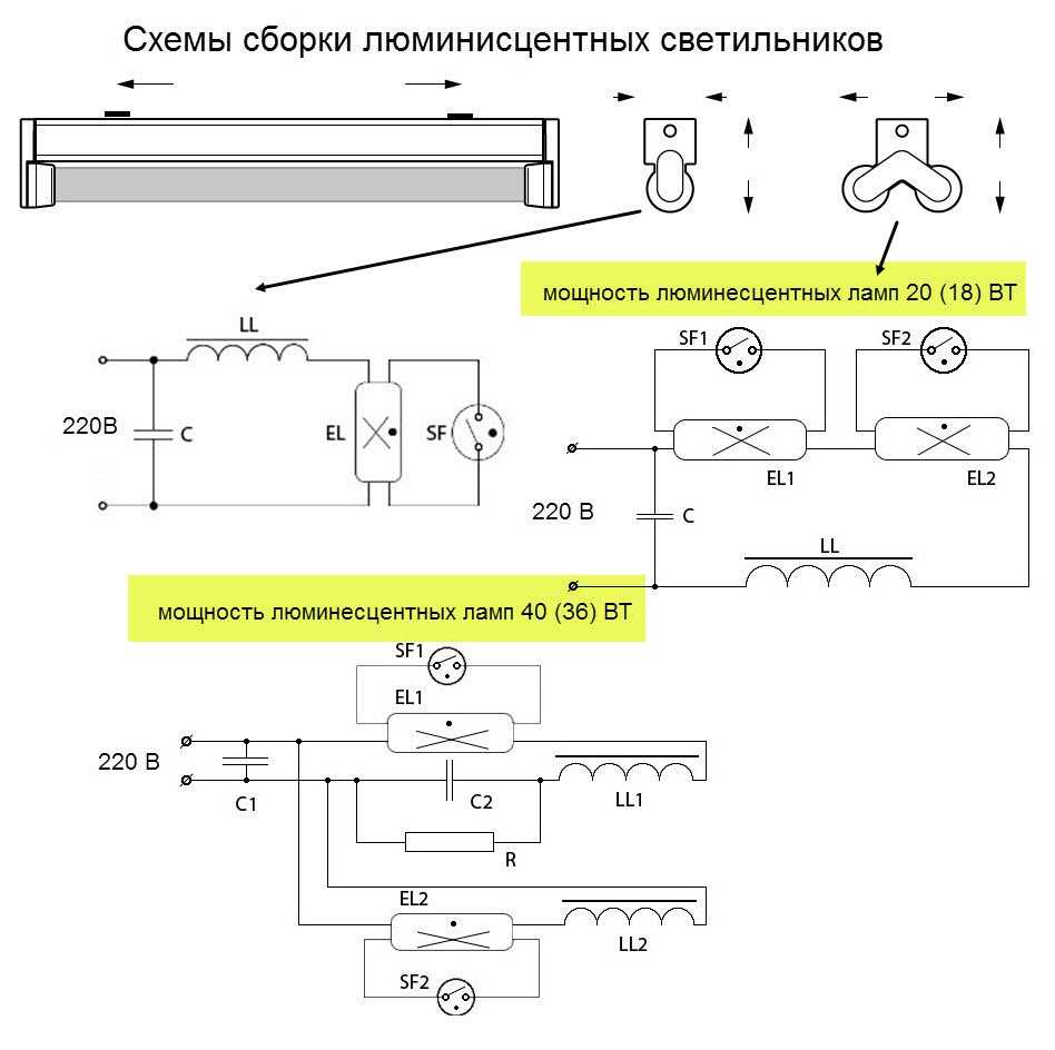 Схема подключения дросселя к люминесцентной лампе | 1posvetu.ru