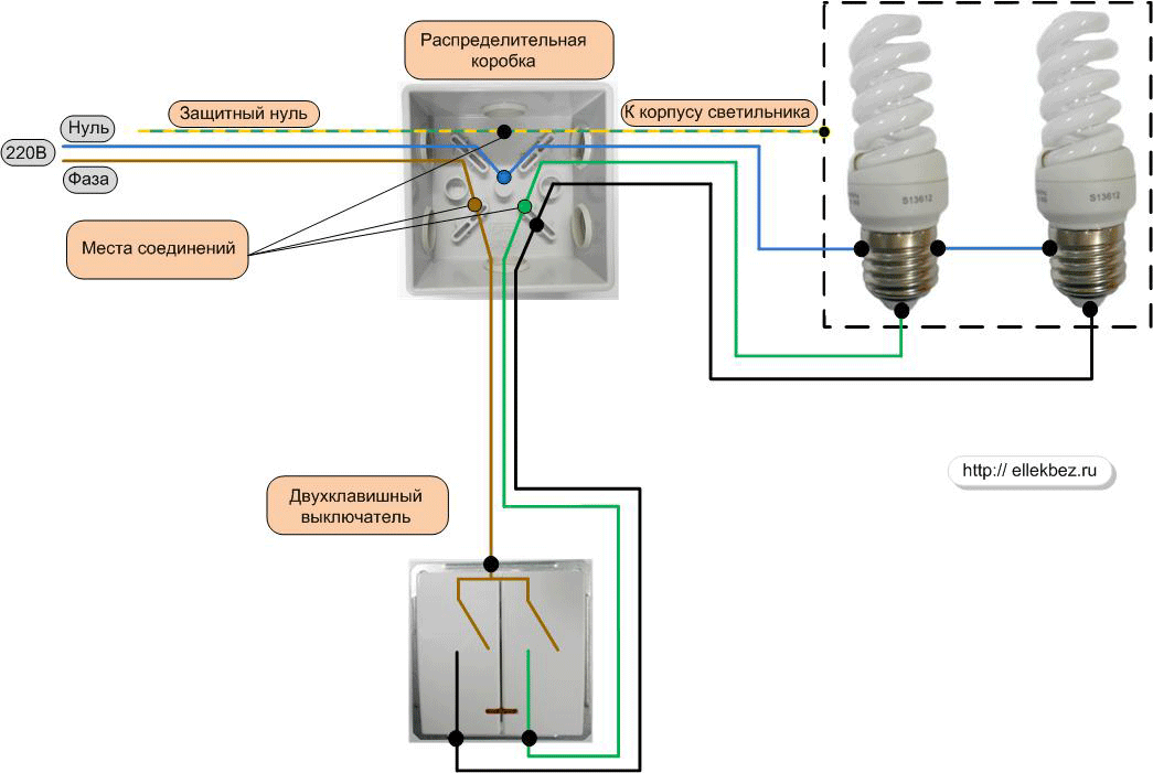 Схема подключения выключателя и розетки, подробное руководство