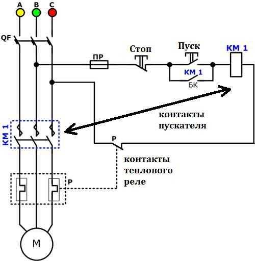 Пускатель реверсивный с тепловым реле. схемы подключения магнитного пускателя для управления асинхронным электродвигателем.
