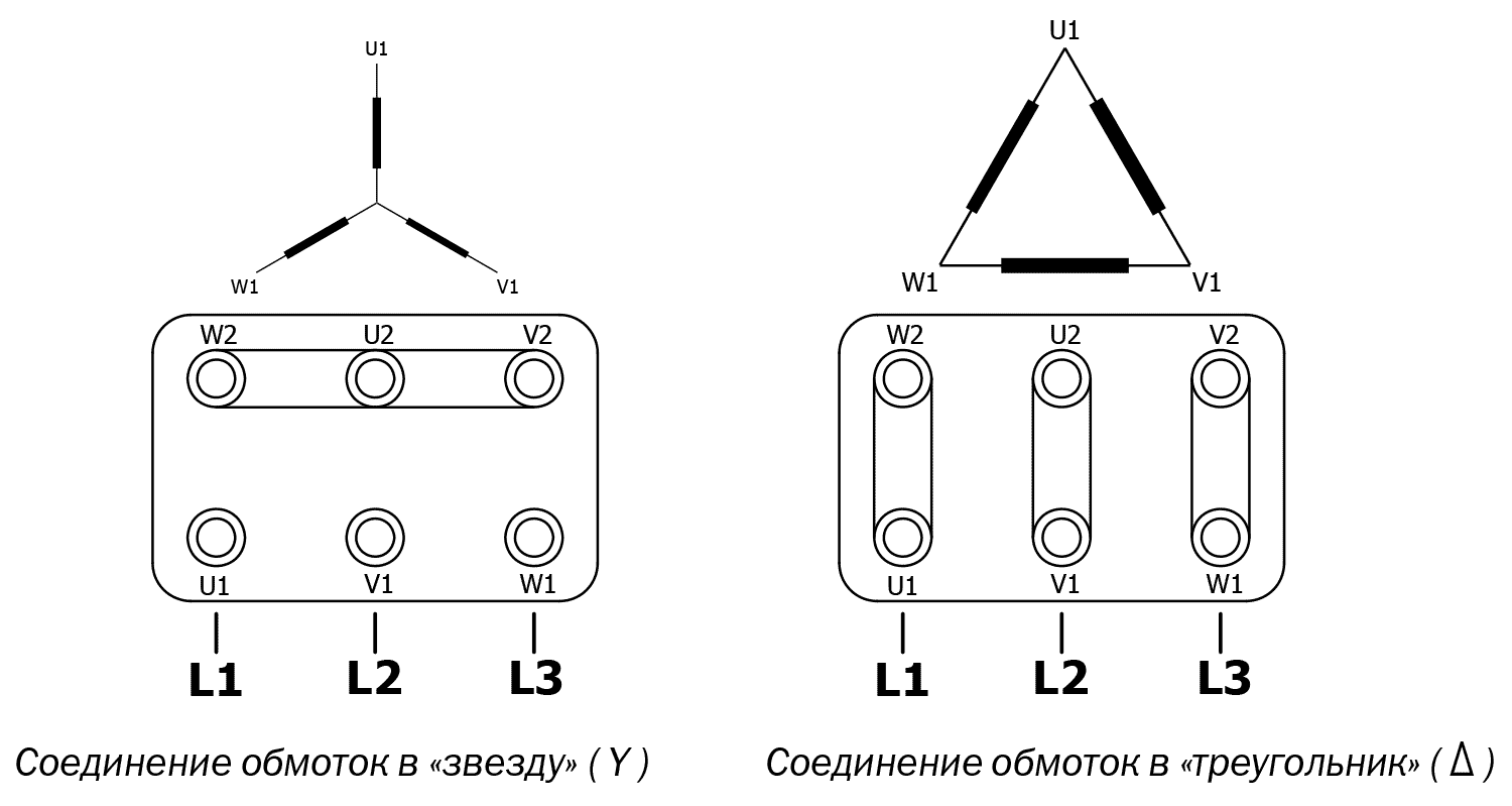 Схема соединения обмоток двигателя