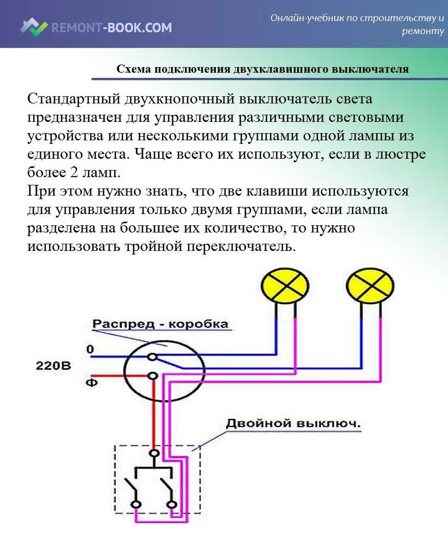 Схемы подключения двухклавишного выключателя - tokzamer.ru