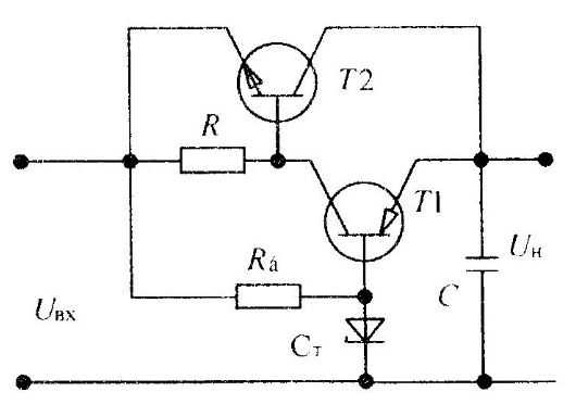 Генератор стабильного тока на биполярном транзисторе схема