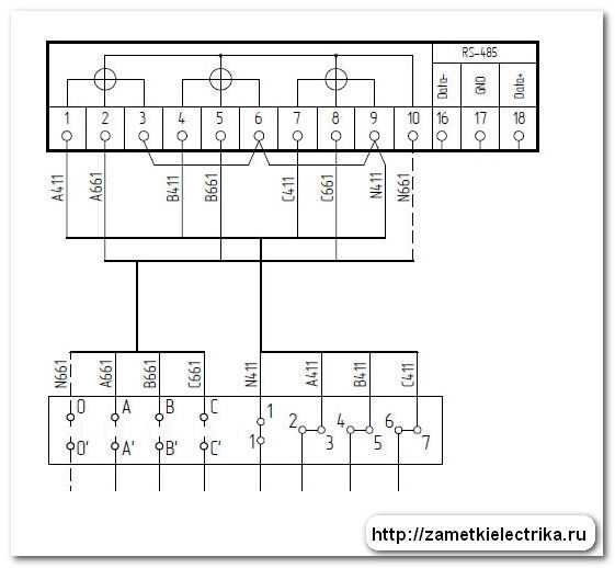 Схема подключения испытательной коробки с трансформаторами тока