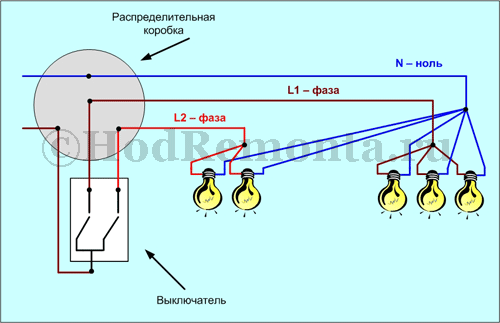 Как подключить люстру: схема подключения, с 3 или 2 проводами