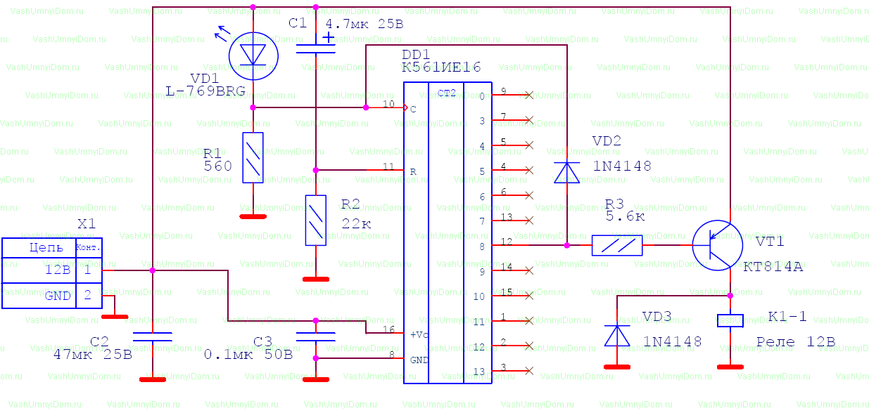 Схема реле 12 вольт