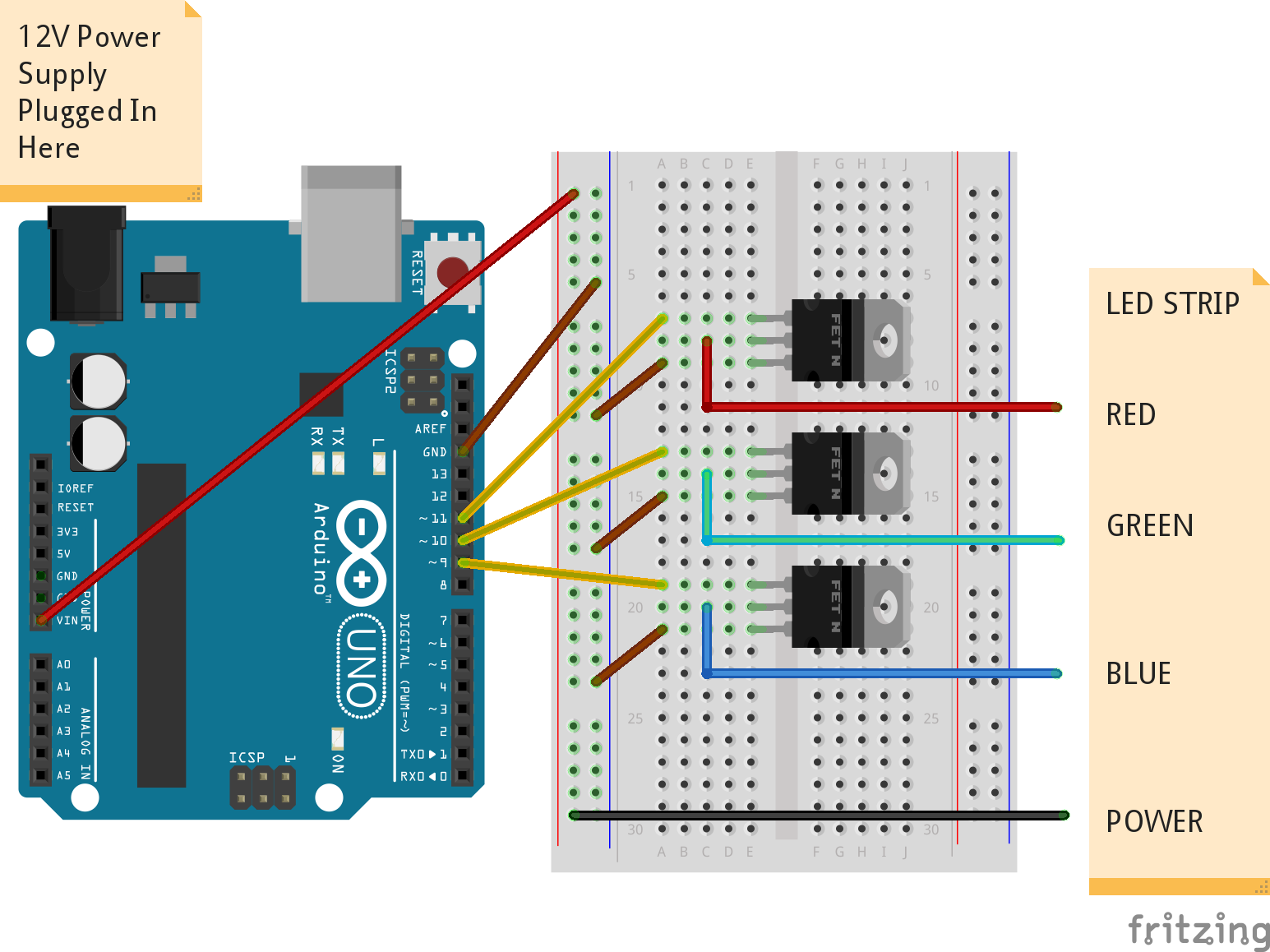 Схема подключения и управление светодиодной лентой с помощью arduino