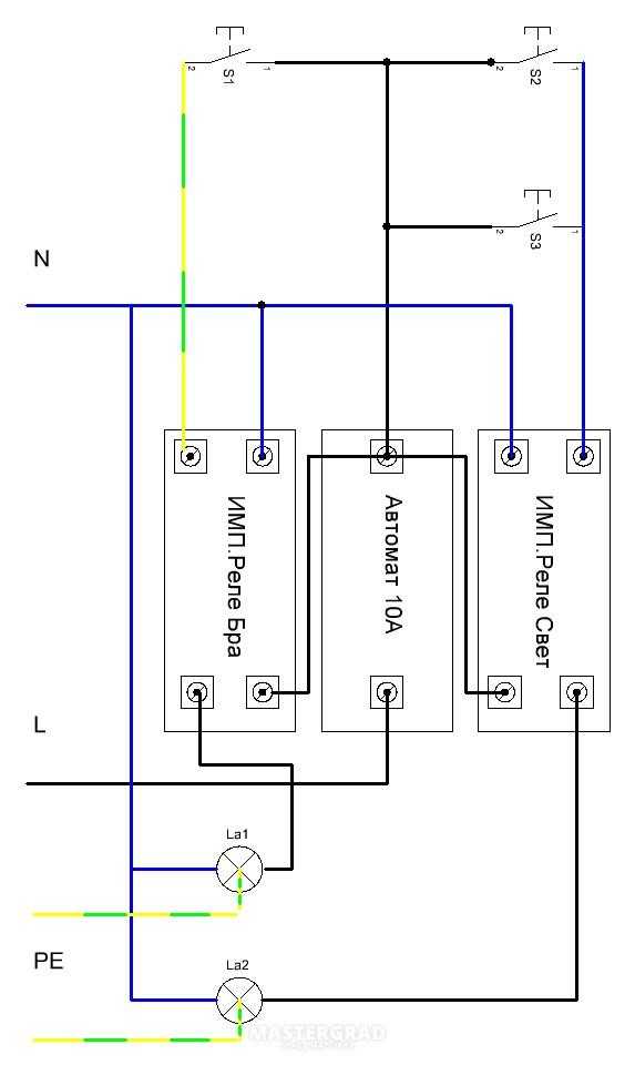 Импульсное реле управления освещением рио-2 (реле памяти) с задержкой отключения до 20 мин. и возможностью работы с обычными выключателями