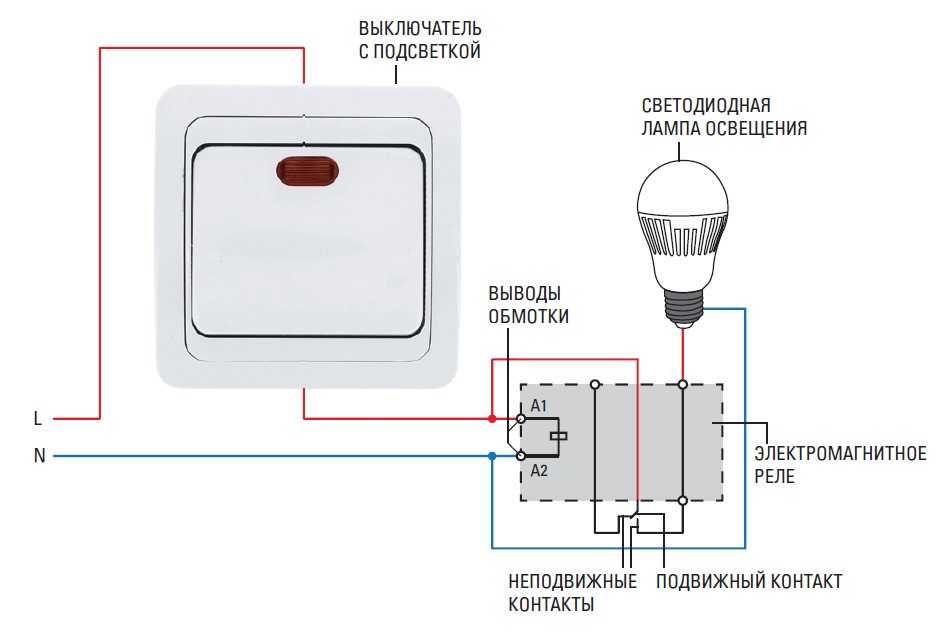 Выключатель с подсветкой: установка, подключение, схема