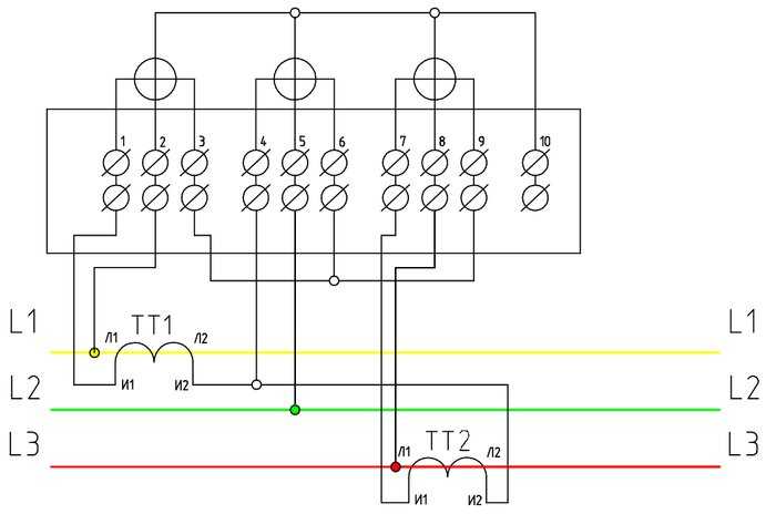 10 проводная схема подключения счетчика через икк - отопление