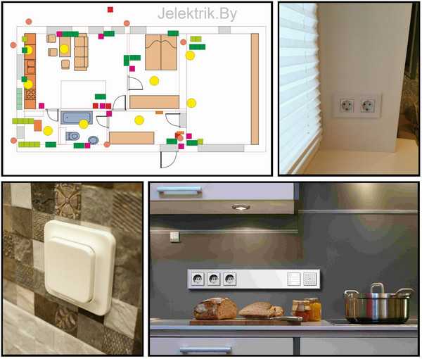 Идеальное количество розеток и выключателей в квартире - на кухне, в спальне, в ванной, в гостиной.